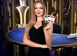 에볼루션 카지노의 인피니트 벳 스태커 블랙잭, 공유 핸드와 스태킹·리피트 UI 화면